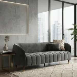 Eldric Sofa Set – 1 Seater, 2 Seater & 3 Seater Modern Curved Fabric Sofa