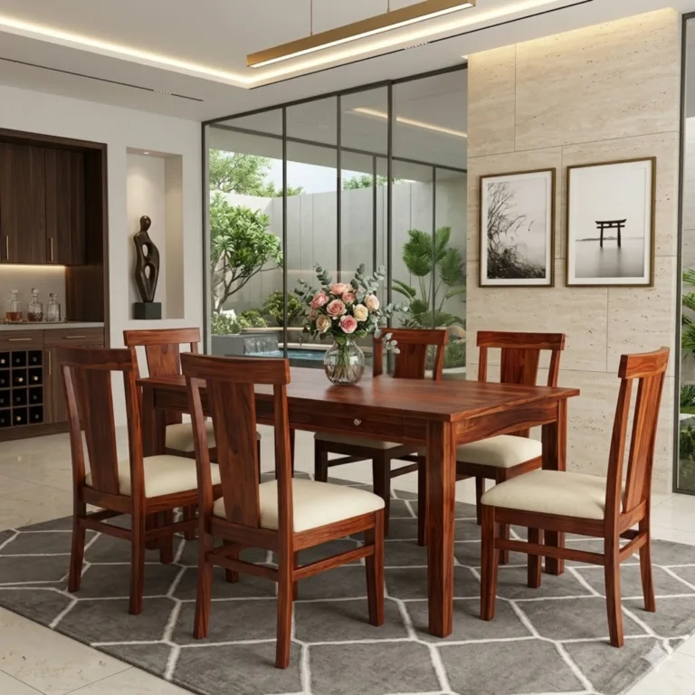 Mcbeth Sofie 8 Seater Dining Set with Storage – Honey Finish Wooden Dining Table