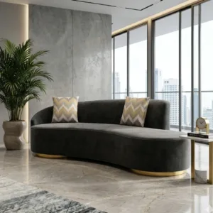 Osbert 3 Seater Curved Sofa – Modern Designer Fabric Sofa