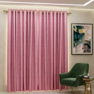Checkered Floral Window Curtains Set of 4 (Pink, 5 Feet)