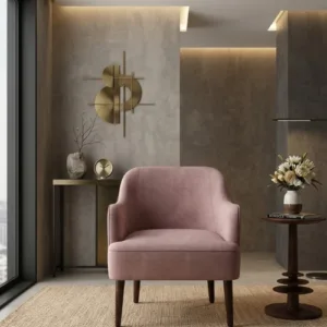 Avira Premium Upholstered Lounge Chair – Salmon Pink Accent Chair