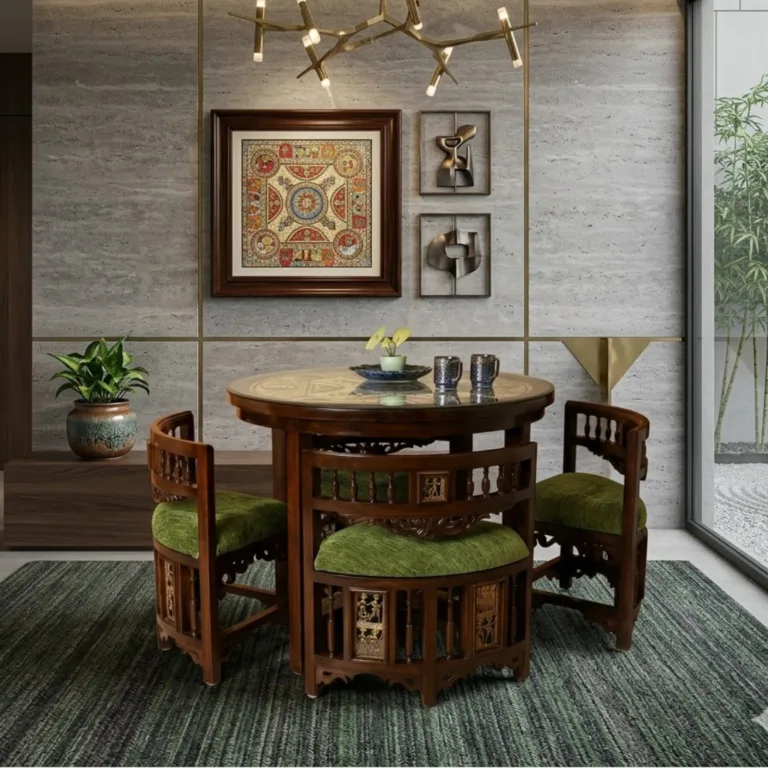 Nizam Solid Wood Dining Table Set – Traditional Handcrafted Dining Furniture