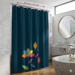 Floral Print Waterproof Shower Curtain – Pack of 1 (7 Feet)