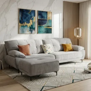 Orchaze Premium L Shape Sectional Sofa – Modern Fabric Corner Sofa for Living Room