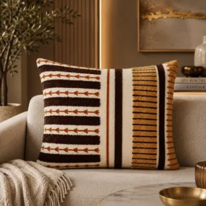 Matte Finished Multicolor Textured Cushion Cover (18x18 Inch)